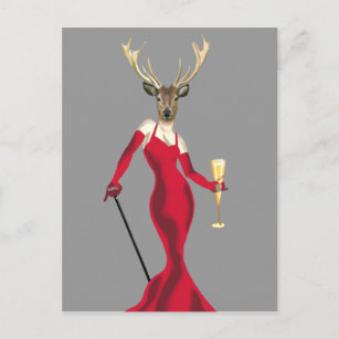 Glamor Deer in het rood Briefkaart
