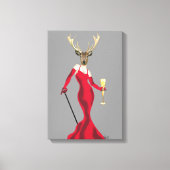 Glamor Deer in het rood Canvas Afdruk (Voorkant)