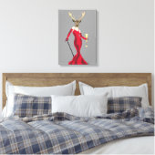 Glamor Deer in het rood Canvas Afdruk (Insitu (Slaapkamer))