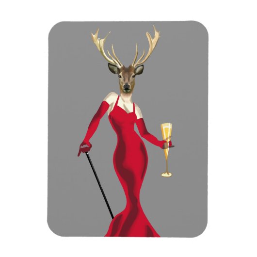 Glamor Deer in het rood Magneet (Verticaal)