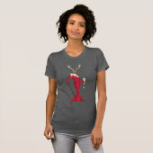 Glamor Deer in het rood T-shirt (Voorkant volledig)
