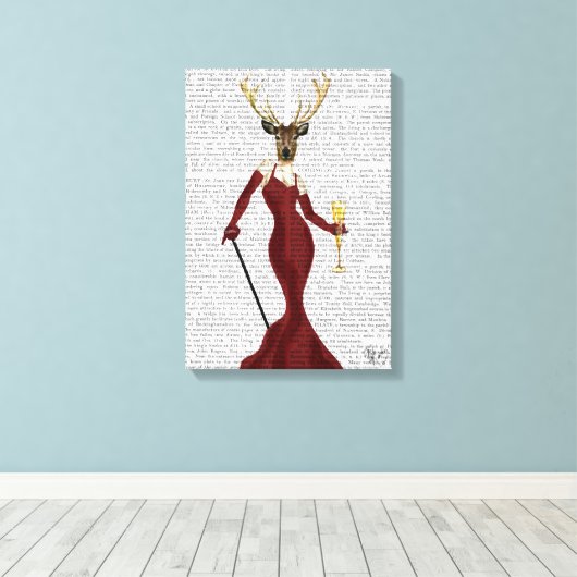 Glamor Deer in Marsala Canvas Afdruk (Insitu (Houten vloer))