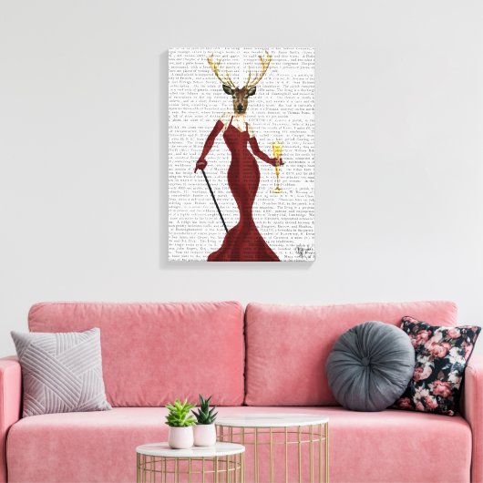 Glamor Deer in Marsala Canvas Afdruk (Insitu (Woonkamer))