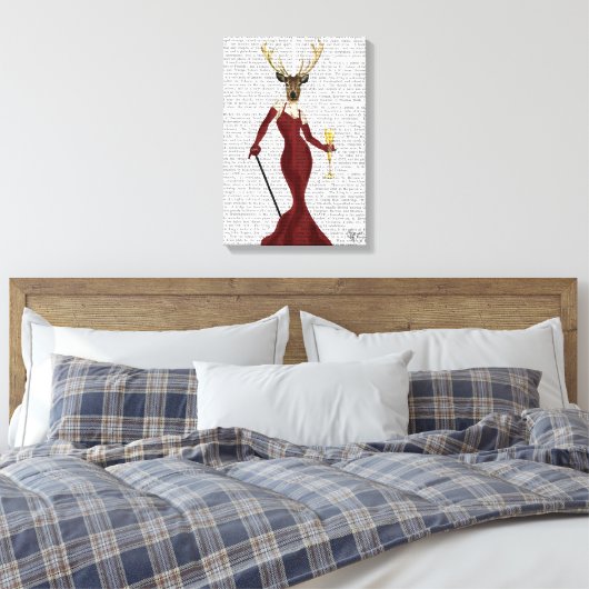 Glamor Deer in Marsala Canvas Afdruk (Insitu (Slaapkamer))