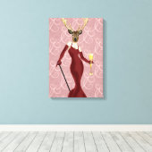 Glamor Deer in Marsala Canvas Afdruk (Insitu (Houten vloer))