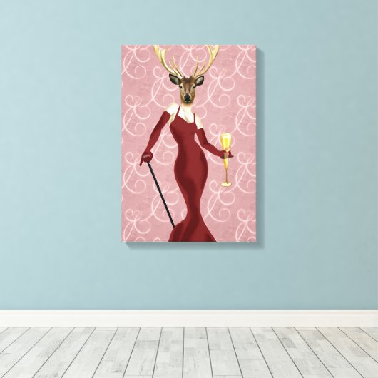Glamor Deer in Marsala Canvas Afdruk (Insitu (Houten vloer))