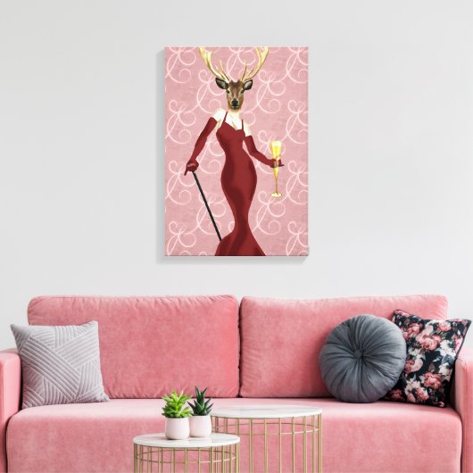 Glamor Deer in Marsala Canvas Afdruk (Insitu (Woonkamer))