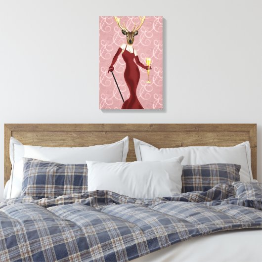 Glamor Deer in Marsala Canvas Afdruk (Insitu (Slaapkamer))