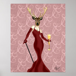 Glamor Deer in Marsala Poster
