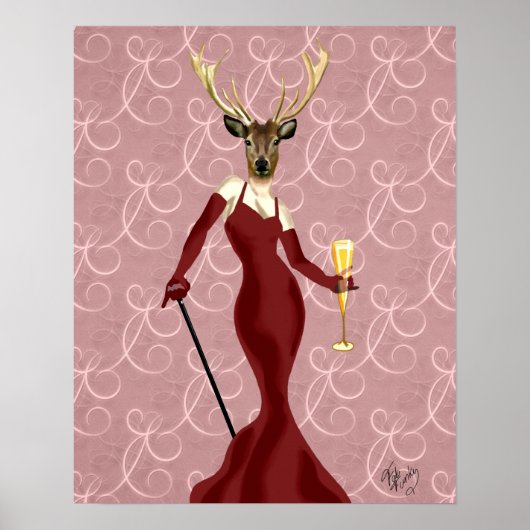 Glamor Deer in Marsala Poster (Voorkant)