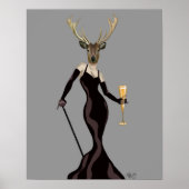 Glamor Deer in zwart Poster (Voorkant)