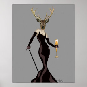 Glamor Deer in zwart Poster