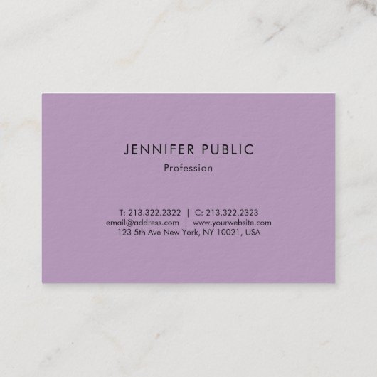 Glamor Design Elegant Paarse Elite Plain Luxe Visitekaartje (Achterkant)