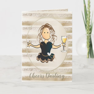 Glamor Diamond Birthday Toast Card voor haar Kaart