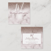 Glamor Elegant Marble Chic Paars Glitter Monogram Vierkante Visitekaartje (Voorkant / Achterkant)