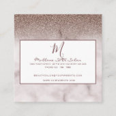 Glamor Elegant Marble Chic Paars Glitter Monogram Vierkante Visitekaartje (Achterkant)