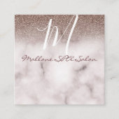 Glamor Elegant Marble Chic Paars Glitter Monogram Vierkante Visitekaartje (Voorkant)