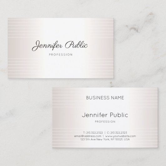 Glamor Elegant Moderne Sjabloon Handgeschreven Visitekaartje (Voorkant / Achterkant)