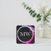 Glamor Expressive Faux Velvet/Monogram Vierkante Visitekaartje (Staand voorkant)