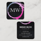 Glamor Expressive Faux Velvet/Monogram Vierkante Visitekaartje (Voorkant / Achterkant)