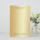 Glamor Faux Gold Aangepast Modern Elegant Briefpapier (Staand voorkant)