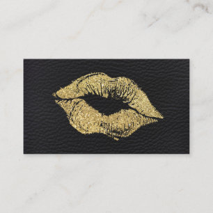 Glamor Faux Gold Glitter Kiss Leather Visitekaartje