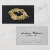 Glamor Faux Gold Glitter Kiss Leather Visitekaartje (Voorkant / Achterkant)