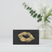 Glamor Faux Gold Glitter Kiss Leather Visitekaartje (Staand voorkant)