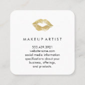 Glamor Faux Gold Glitter Kiss Vierkante Visitekaartje (Achterkant)