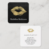 Glamor Faux Gold Glitter Kiss Vierkante Visitekaartje (Voorkant / Achterkant)