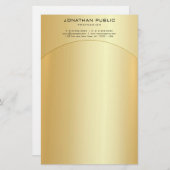 Glamor Faux Gold Modern Elegant Sjabloon Briefpapier (Voorkant / Achterkant)