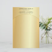 Glamor Faux Gold Modern Elegant Sjabloon Briefpapier (Staand voorkant)