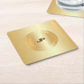 Glamor Faux Gold Monogram Persoonlijke Sjabloon Kartonnen Onderzetters (Schuin)