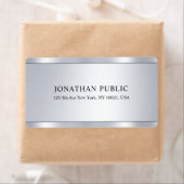 Glamor Faux Silver Modern Elegant Sjabloon Etiket (Insitu)