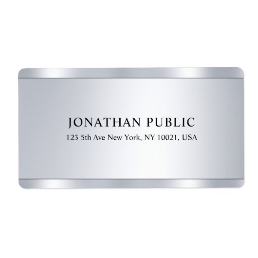Glamor Faux Silver Modern Elegant Sjabloon Etiket (Voorkant)