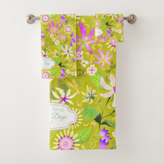 Glamor Floral Chic Green Bad Handdoek (Insitu)