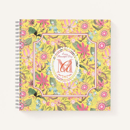 Glamor Floral Chic Yellow Notitieboek (Voorkant)
