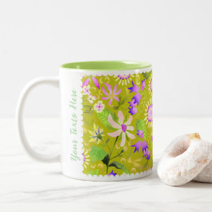 Glamor Floral Green Two-Tone Coffee Mok