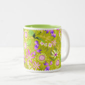Glamor Floral Green Two-Tone Coffee Mok (Voorkant rechts)