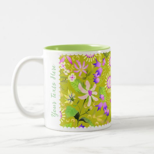 Glamor Floral Green Two-Tone Coffee Mok (Links)