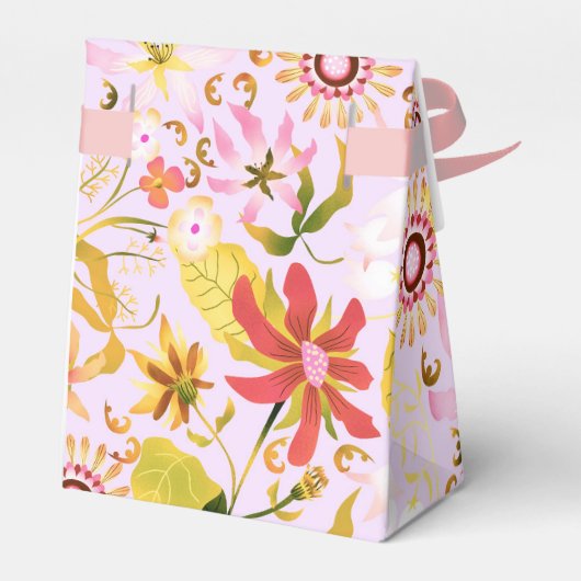 Glamor Floral Pink White Favor Box Bedankdoosjes (Achterkant)