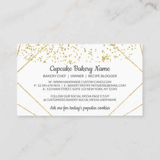 Glamor Floral Wedding Birthday Cake Bakery Visitekaartje (Achterkant)