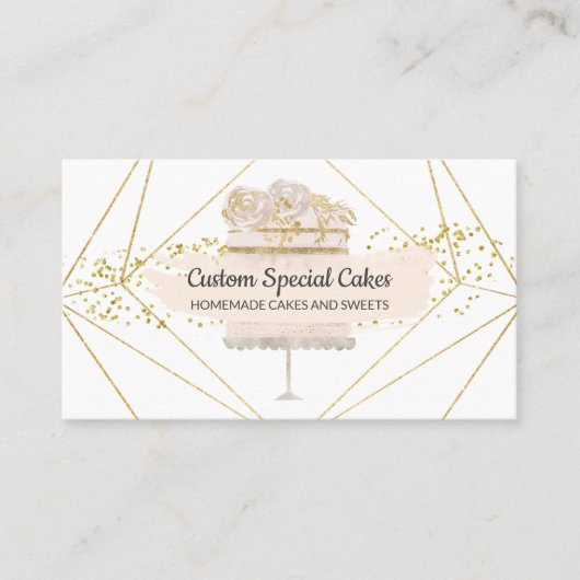 Glamor Floral Wedding Birthday Cake Bakery Visitekaartje (Voorkant)