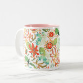 Glamor Floral White Two-Tone Coffee Mok (Voorkant links)