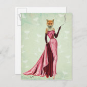 Glamor Fox in Roze 2 Briefkaart (Voorkant / Achterkant)