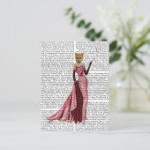 Glamor Fox in roze Briefkaart (Staand voorkant)