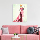 Glamor Fox in roze Canvas Afdruk (Insitu (Woonkamer))