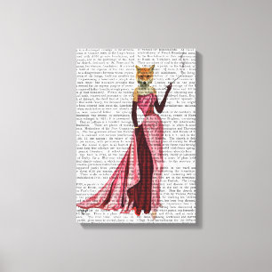 Glamor Fox in roze Canvas Afdruk