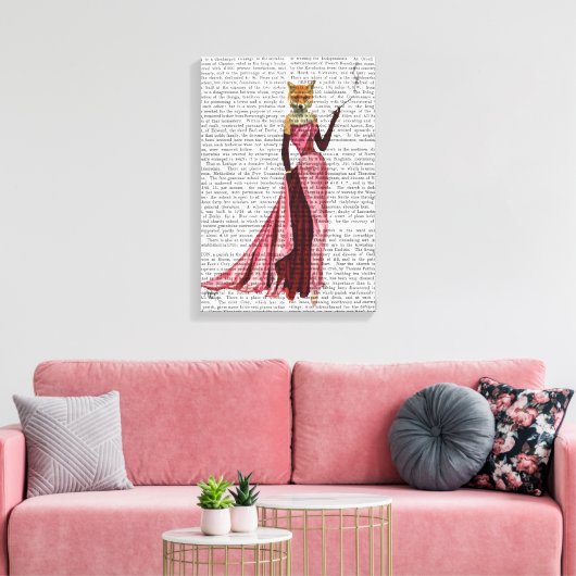 Glamor Fox in roze Canvas Afdruk (Insitu (Woonkamer))