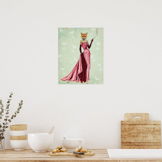 Glamor Fox in roze Poster (Keuken)
